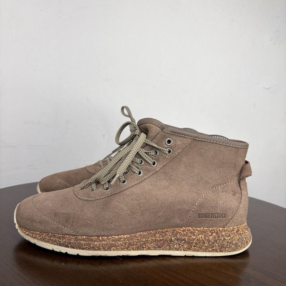 Birkenstock Atlin Boots Women's 38 / 7 Taupe Suede Mid-Top Chukka Bootie Lace Up